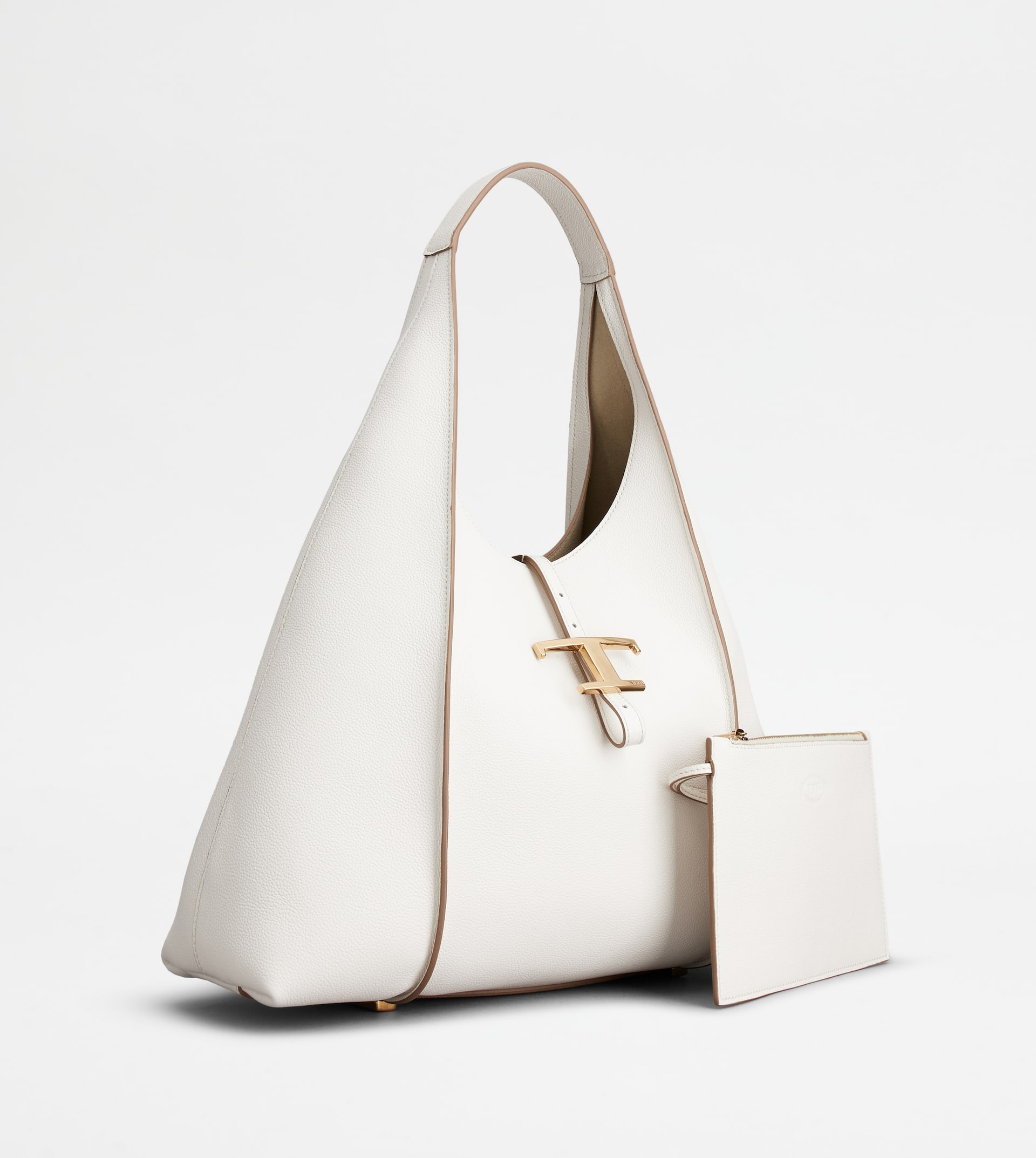 T TIMELESS HOBO BAG IN LEATHER MEDIUM - WHITE - 2