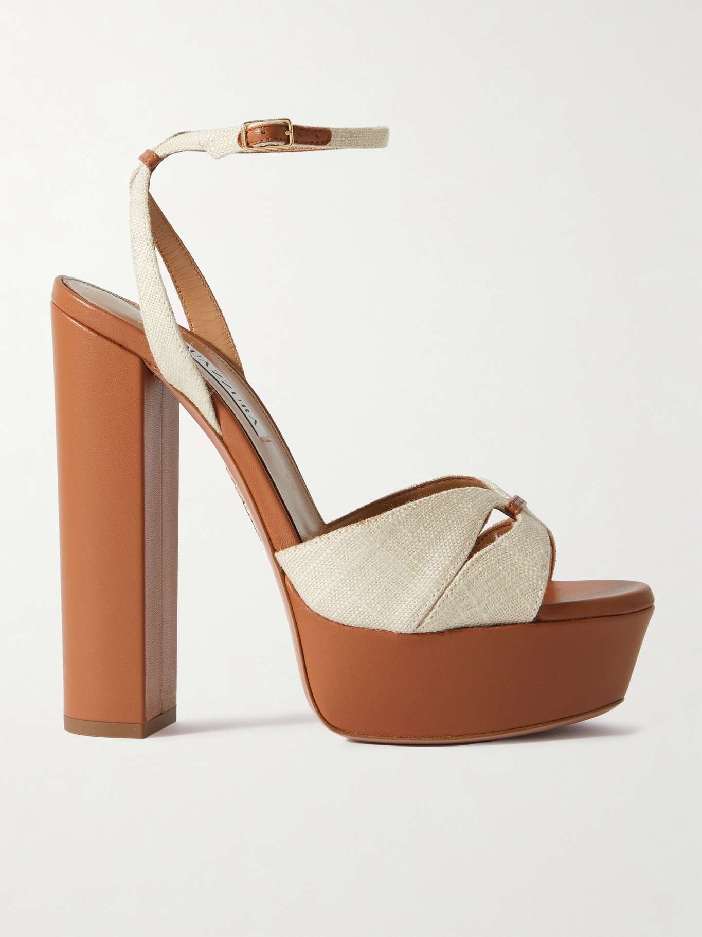 Villette 140 linen and leather platform sandals - 1