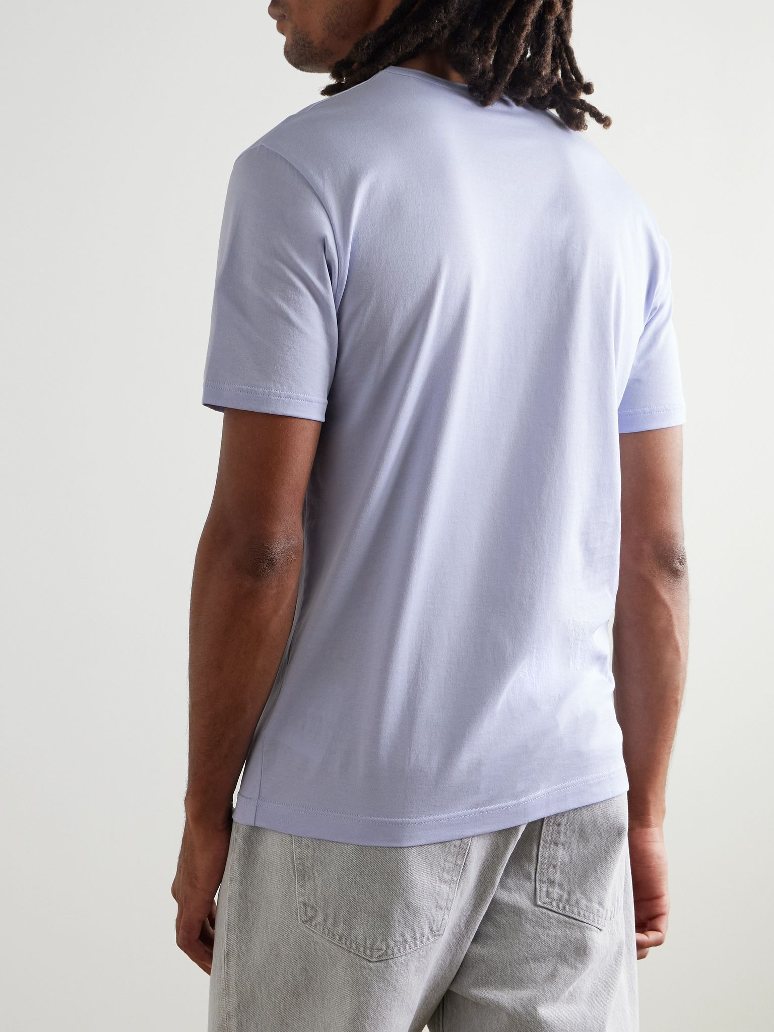 Slim-Fit Cotton-Jersey T-Shirt Purple - 3