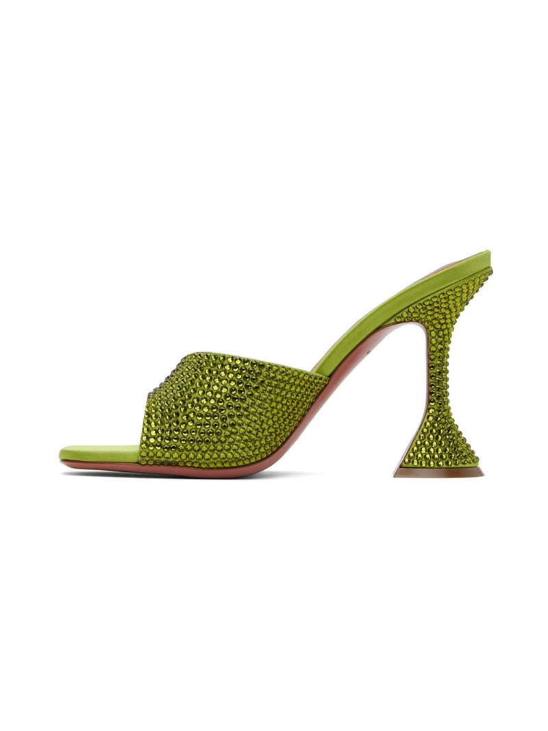 Green Lupita Crystal Heeled Sandals 3
