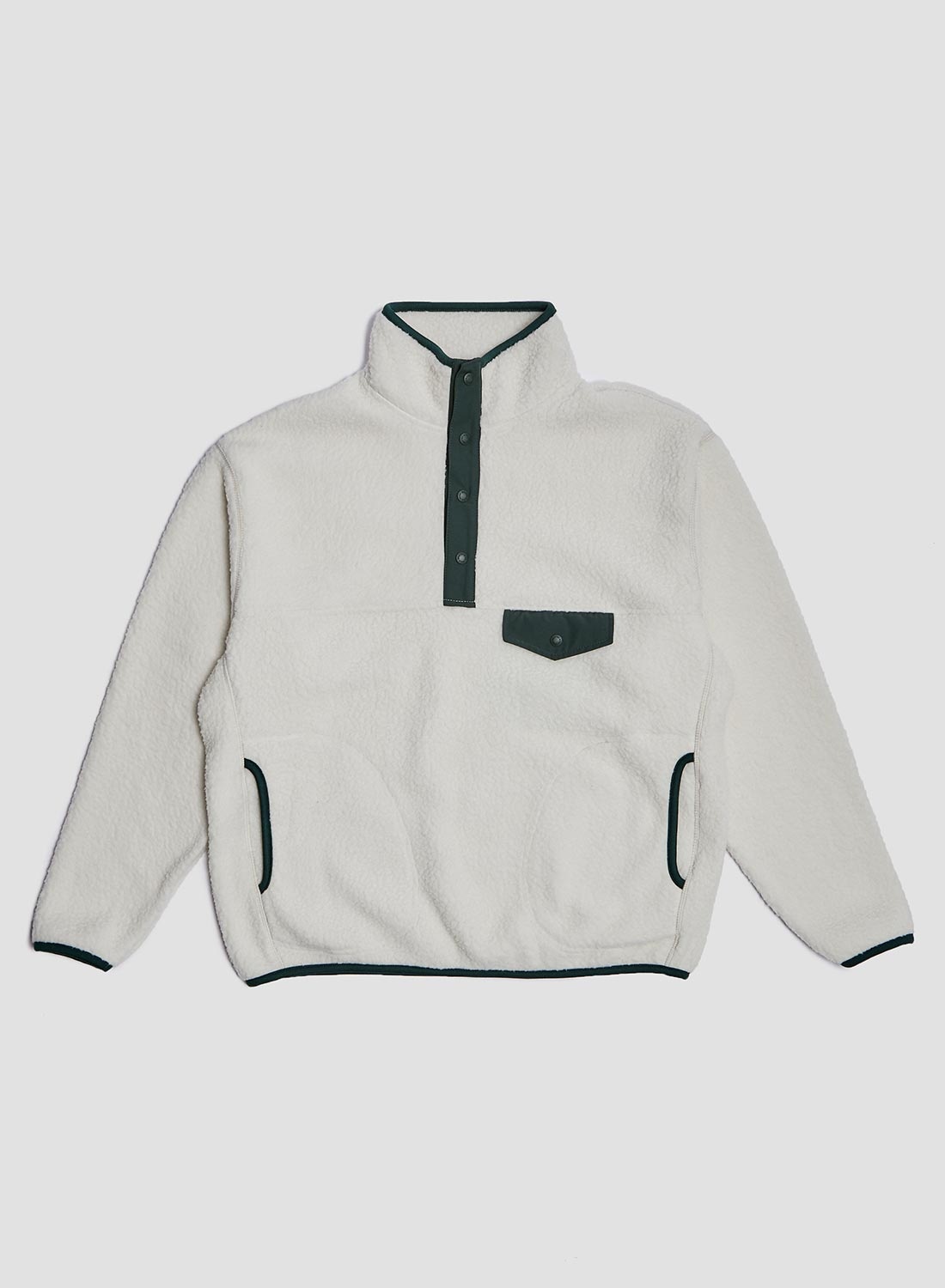 Wild Bricks Fleece Pullover in Ivory/Green - 1