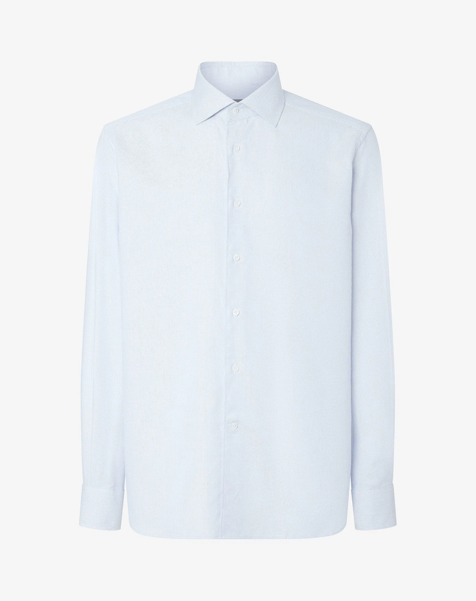 White and light Blue textured cotton shirt - 1