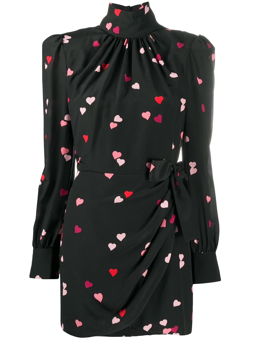 stand-up collar heart print dress - 1