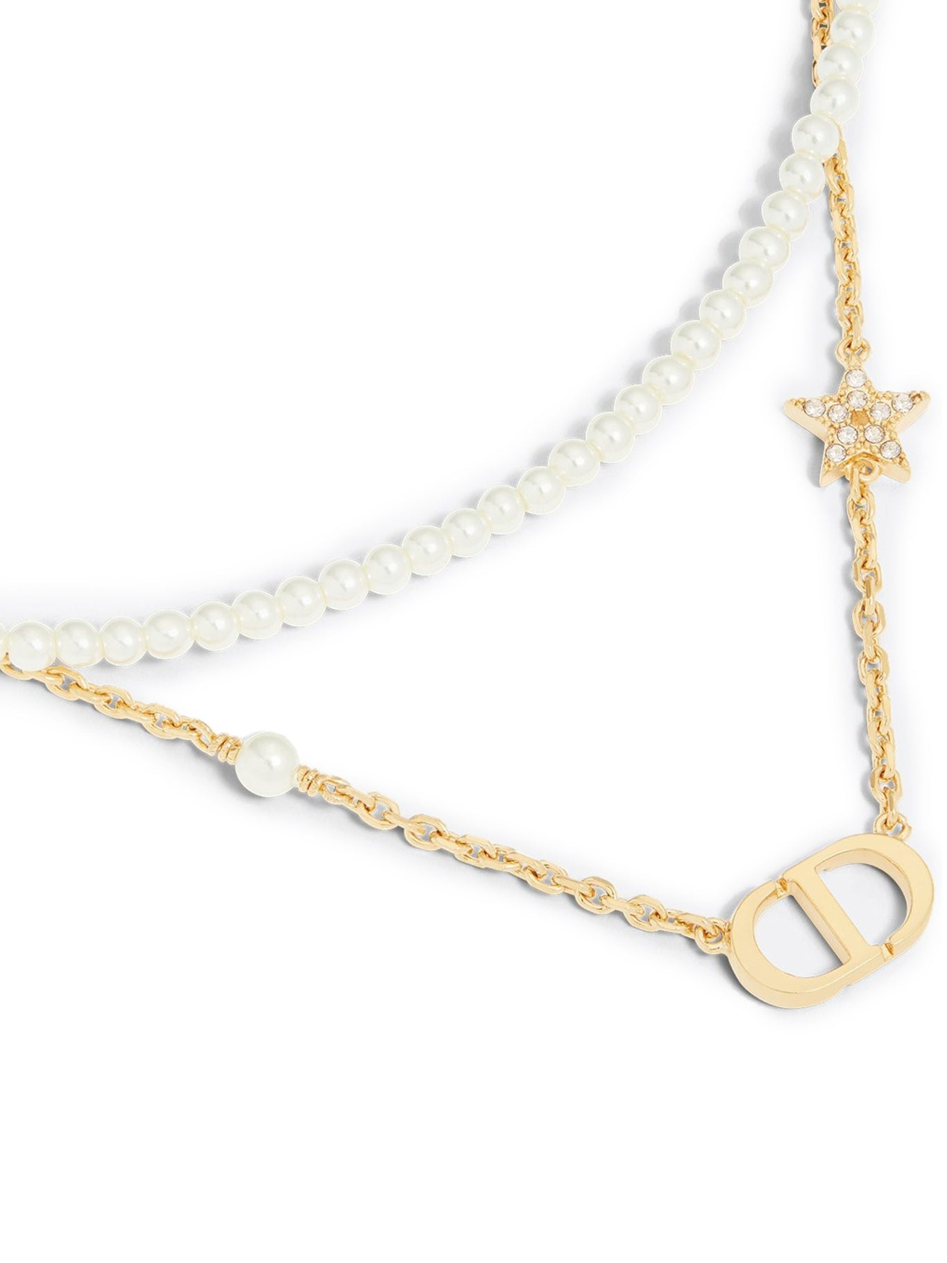 【直営・関税送料込】Petit CD Necklace Petit CD Necklace Gold-Finish Metal and White Resin Pearl | DIOR