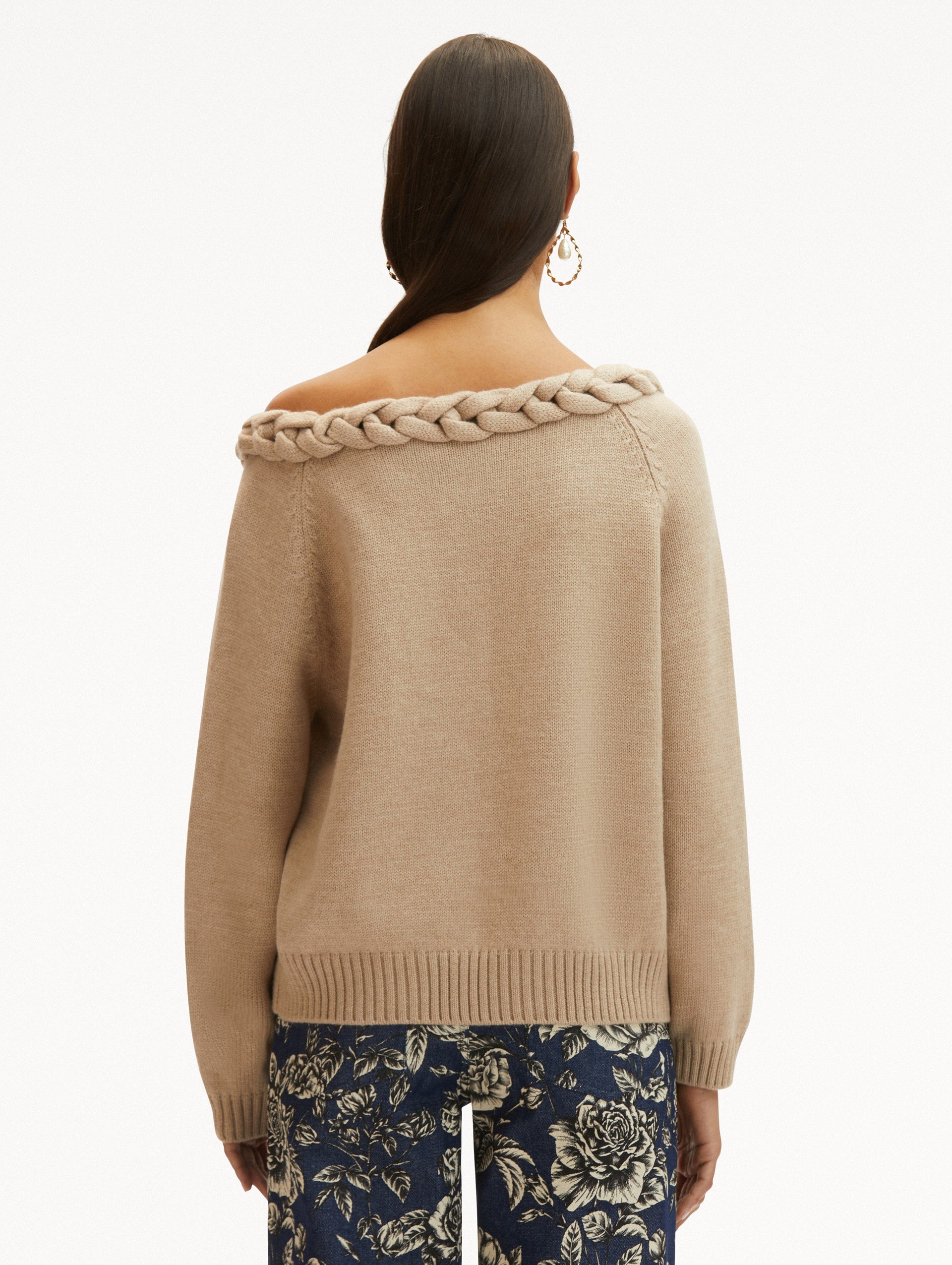BRAIDED NECKLINE PULLOVER - 4