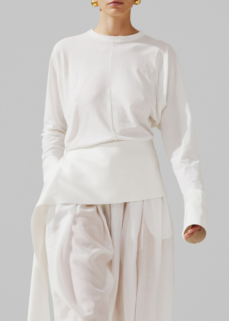 DARKPARK Darkpark Luna Jersey Top With Dropped Satin Details - White outlook