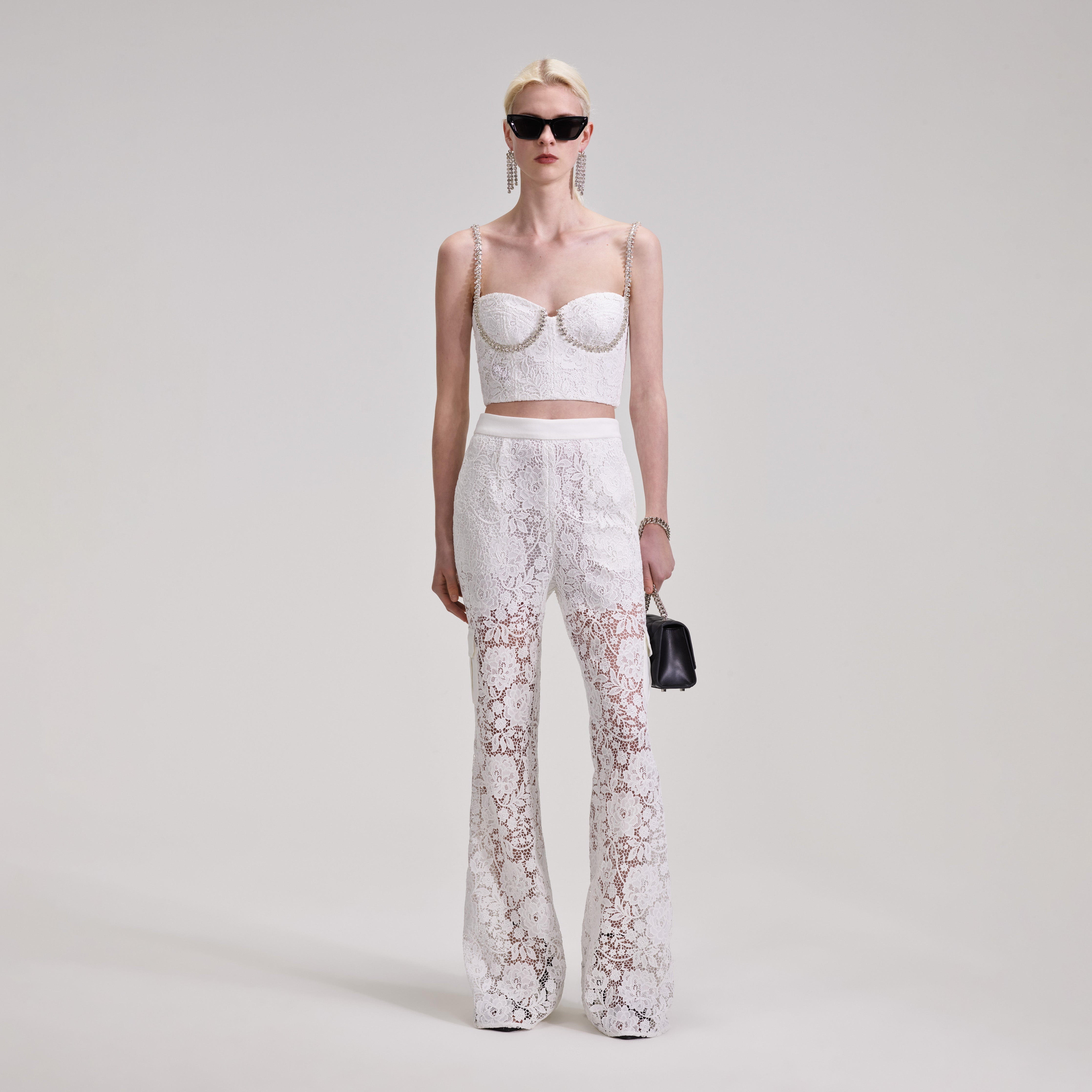 White Cord Lace Trousers - 1