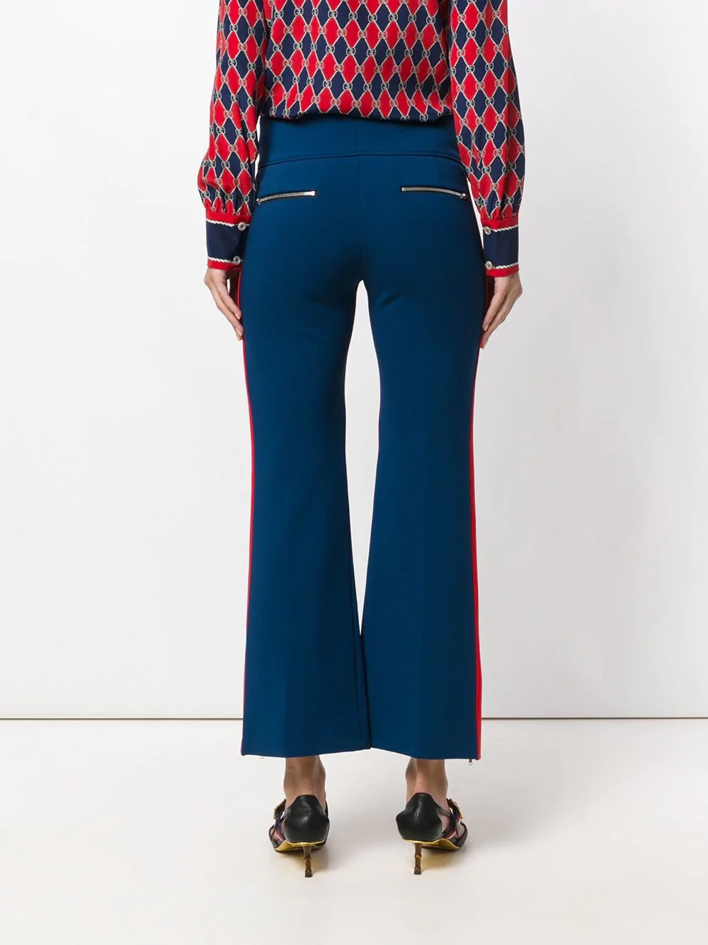 side stripe flared trousers - 4