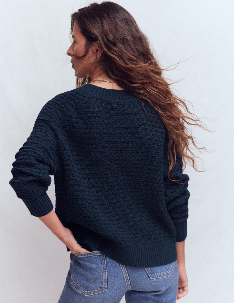Maeve Textured Cotton Jumper-Navy 5