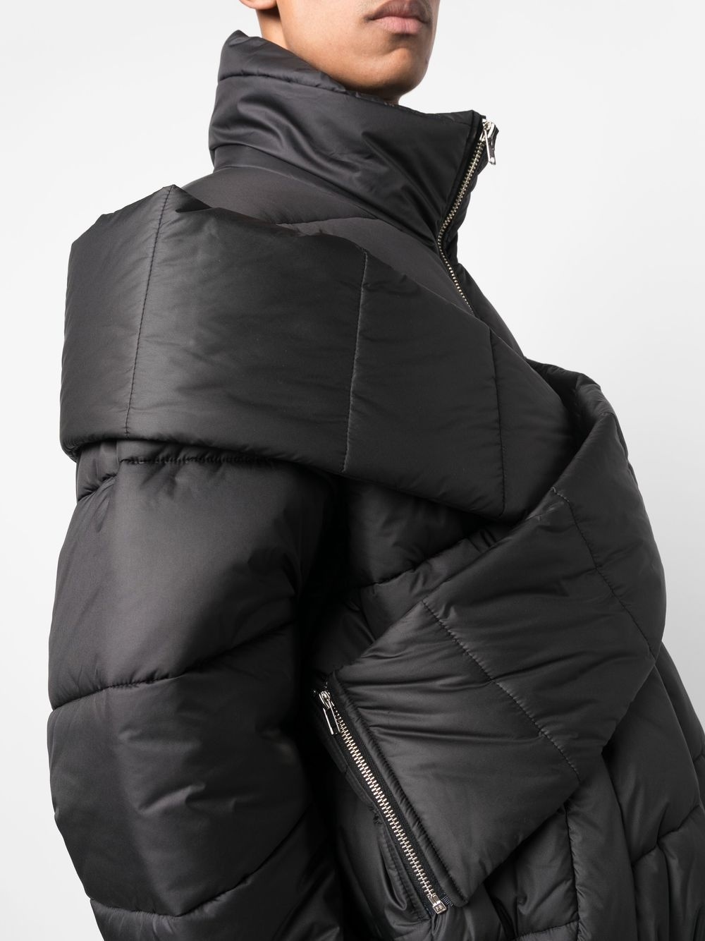 padded crossover-design jacket - 5