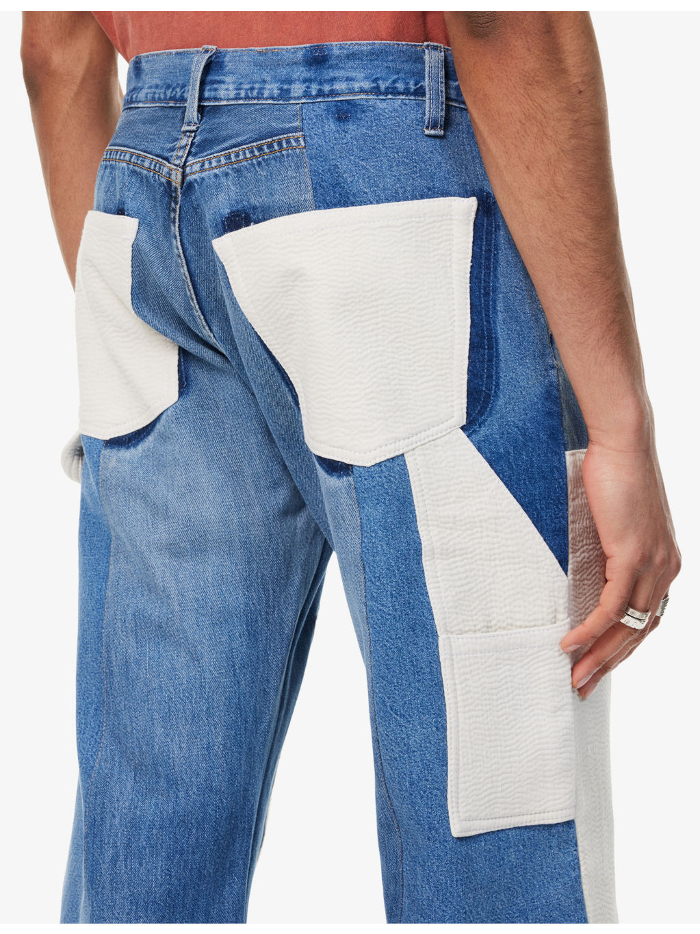 Double Knee Patch Straight-Leg Denim Jeans - 6