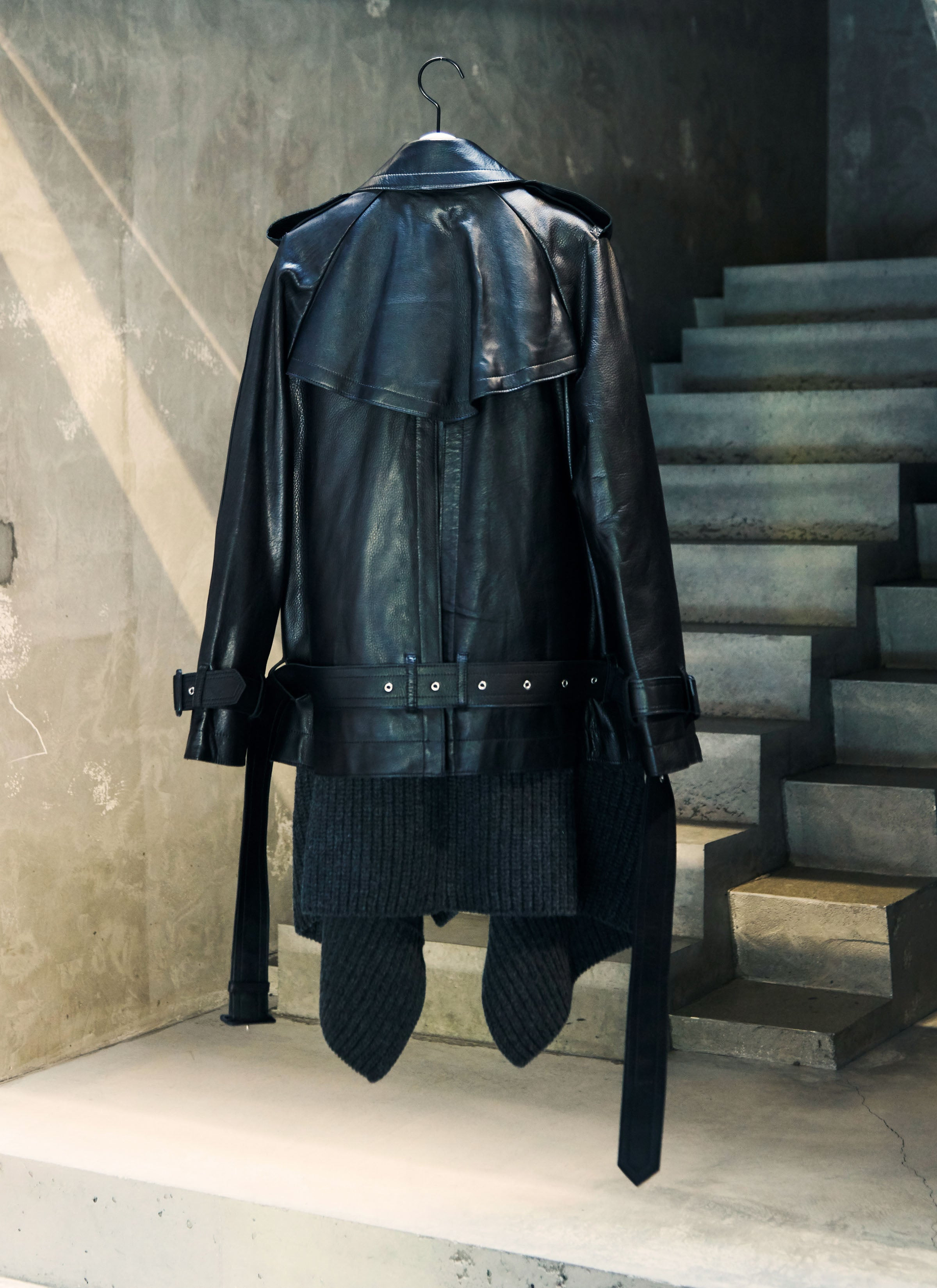 Leather x Wool Knit Jacket - 6