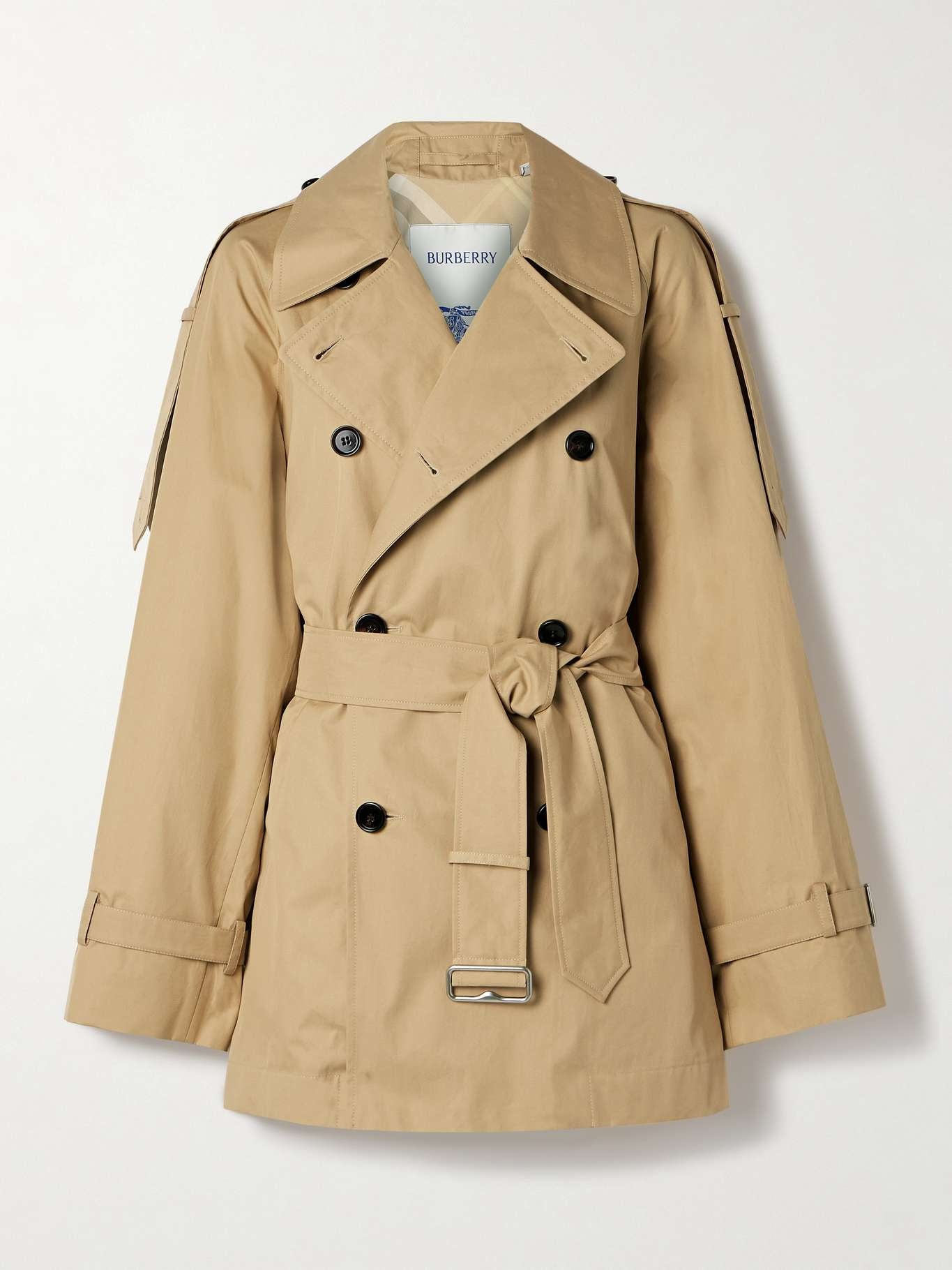 double breasted cotton gabardine trench coat