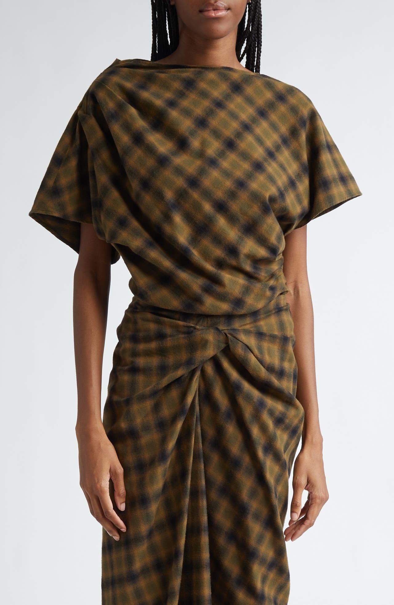 Isabel Marant Étoile Tilda Plaid Cotton Top in Khaki/Khaki at Nordstrom - 1