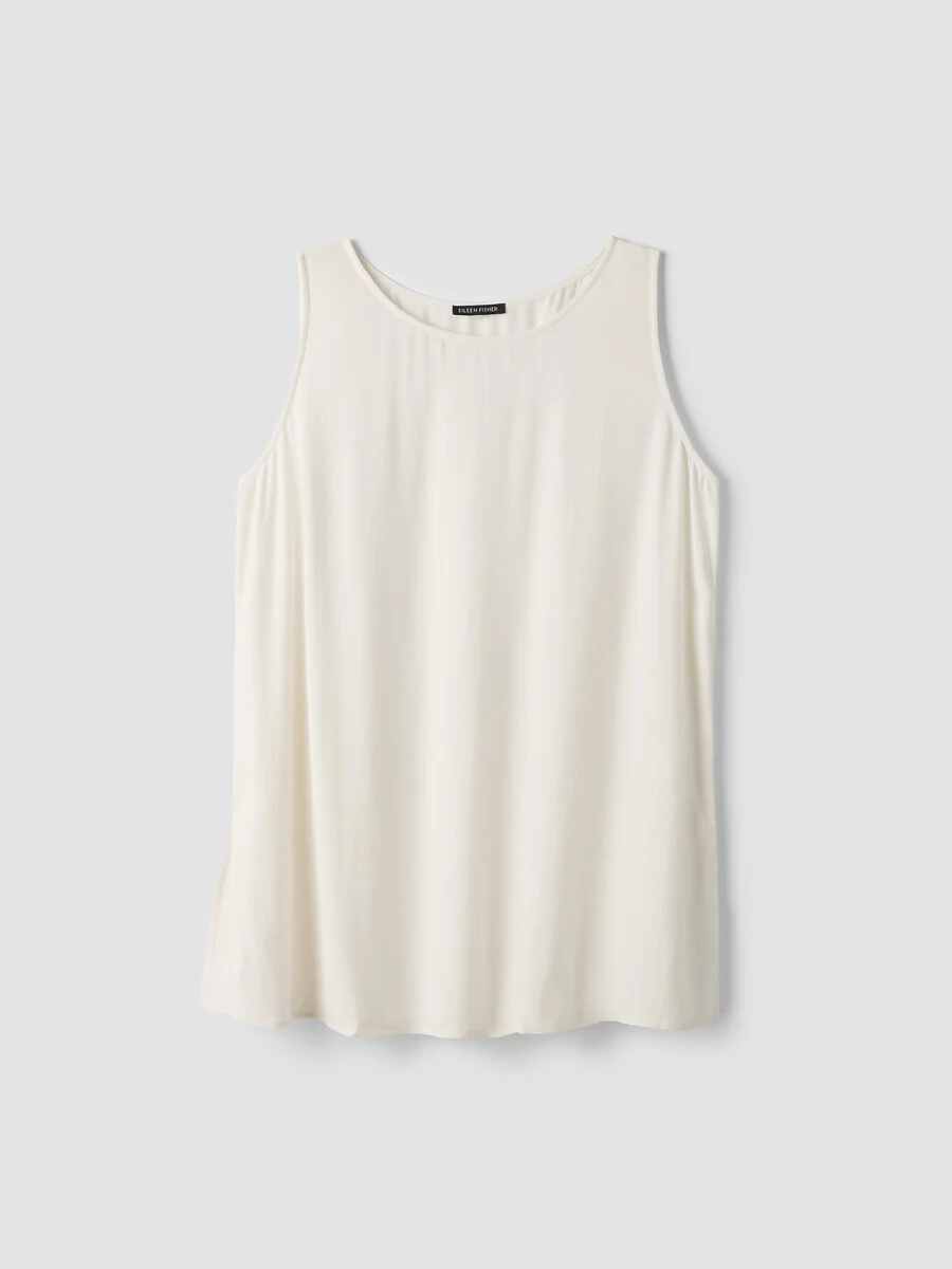 Silk Georgette Crepe Ballet Neck Long Tank - 1