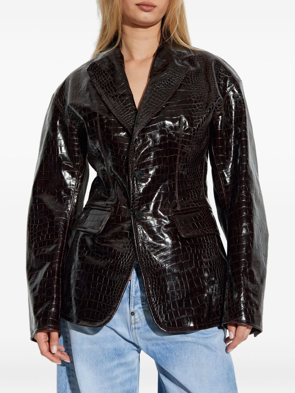 crocodile-embossed blazer - 3