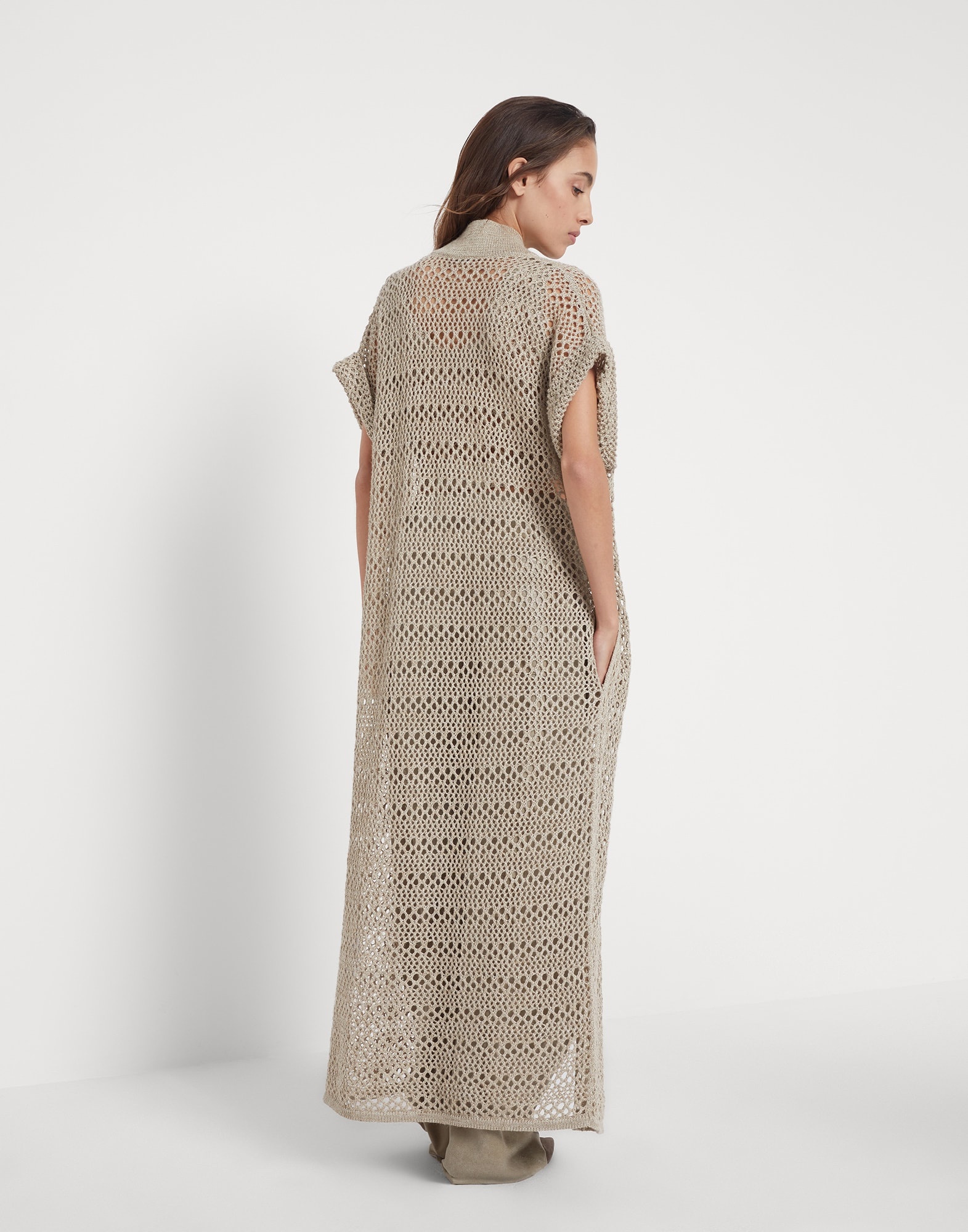 Linen and silk long net cardigan - 2