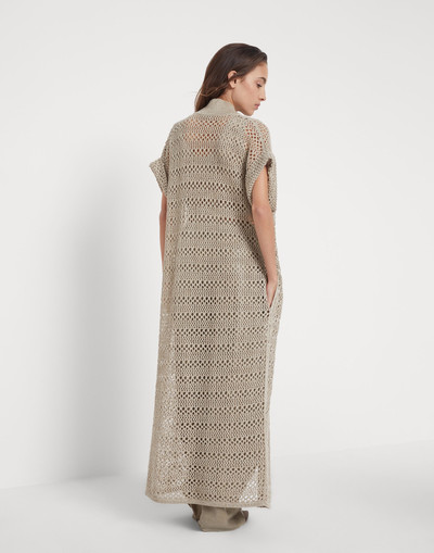 Brunello Cucinelli Linen and silk long net cardigan outlook