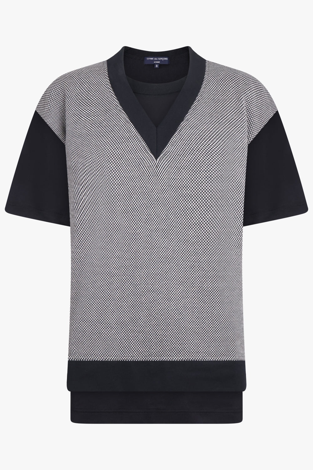 LAYERED T-SHIRT/PRINT KNIT S/S T-SHIRT | BLACK/WHITE - 1