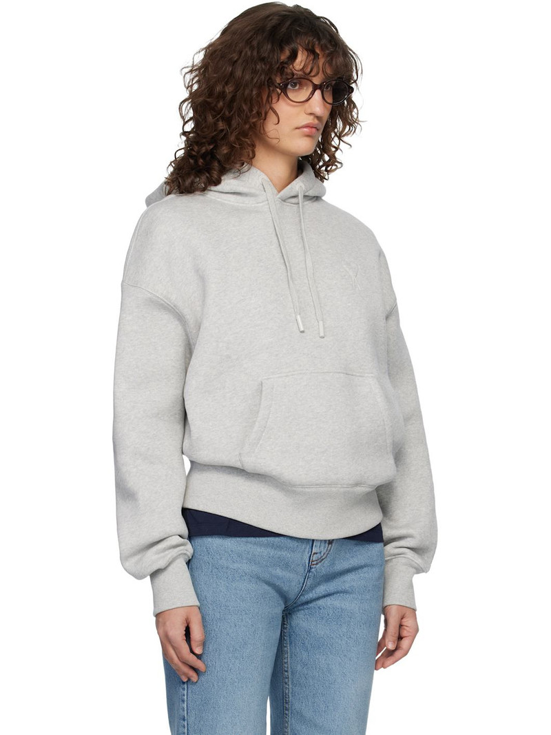 Gray Cotton Embossed Ami de Coeur Hoodie 2