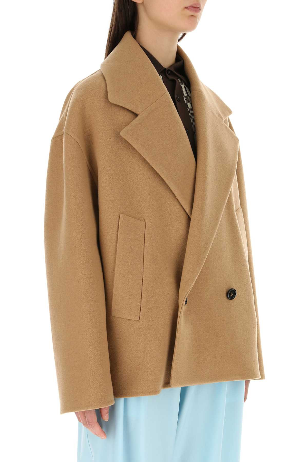 Bottega Veneta Women Camel Cashmere Coat - 3
