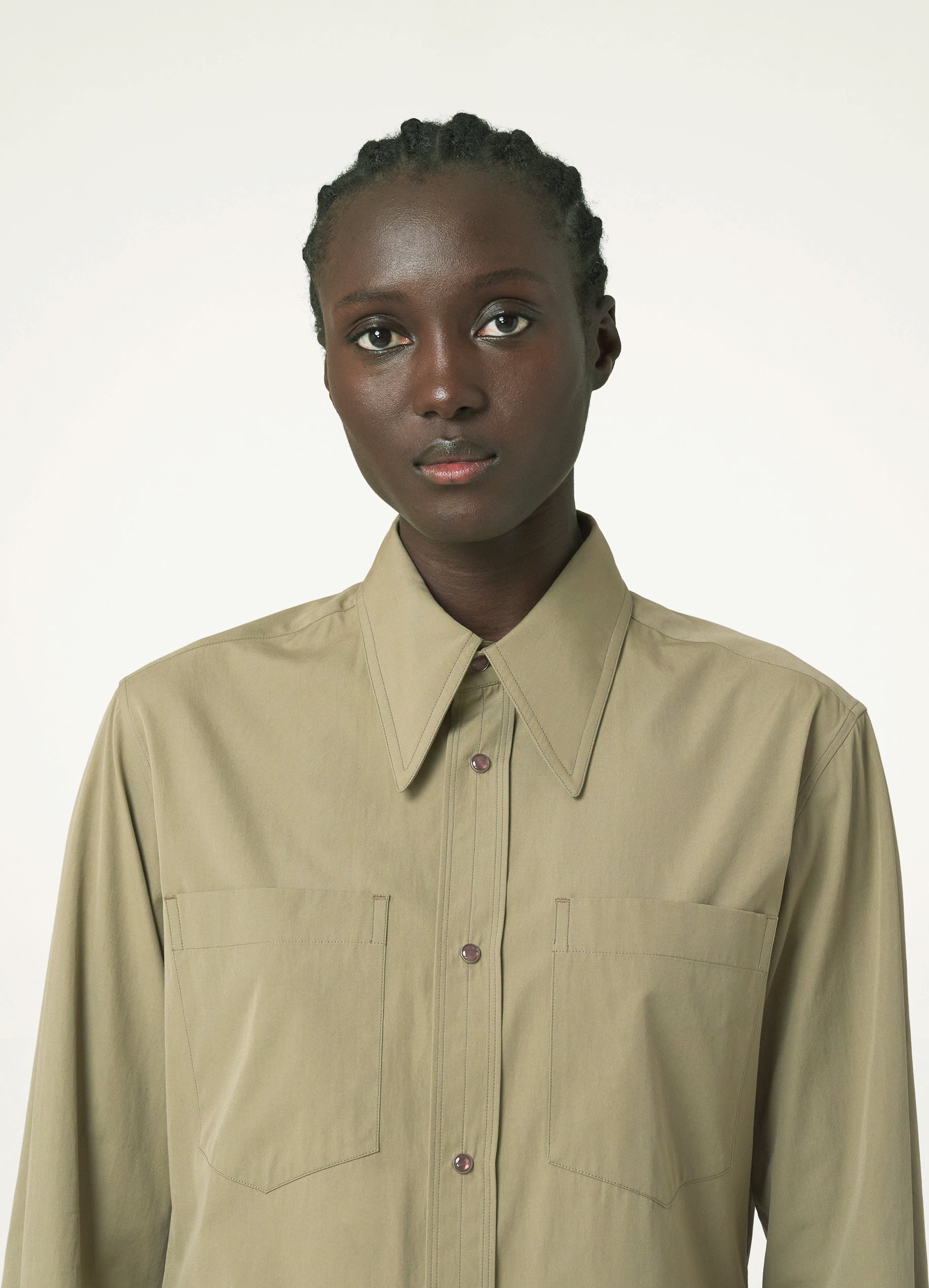 POINTED COLLAR SHIRT WITH SNAPS - 4