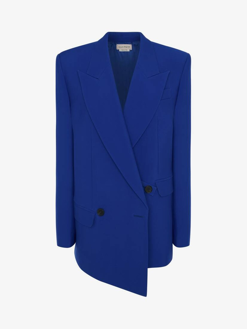 Double-breasted Wool Boxy Jacket in Electric Blue - 1
