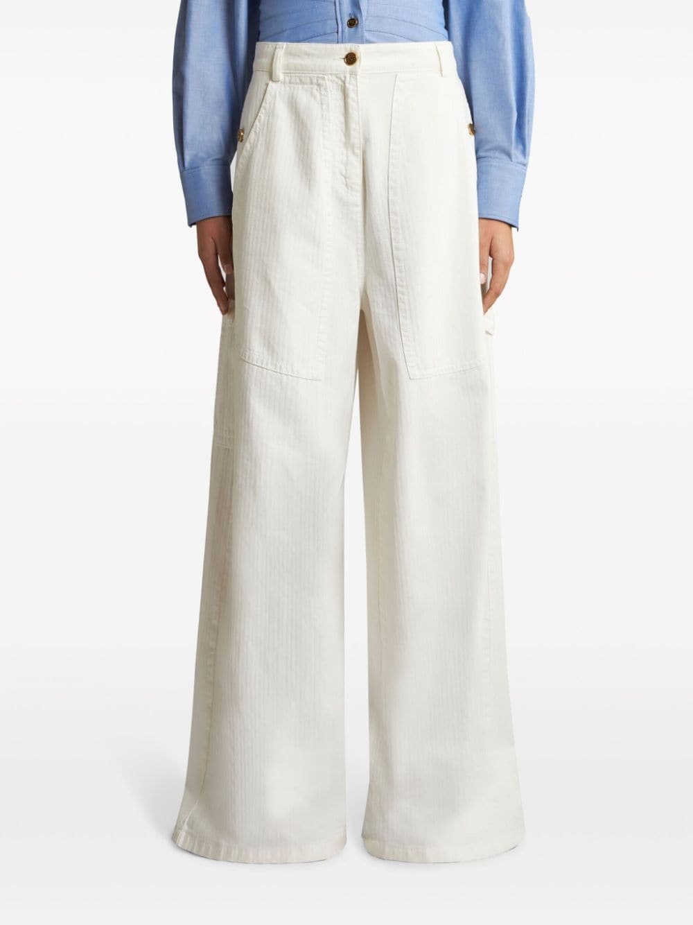 jacquard wide-leg jeans - 3