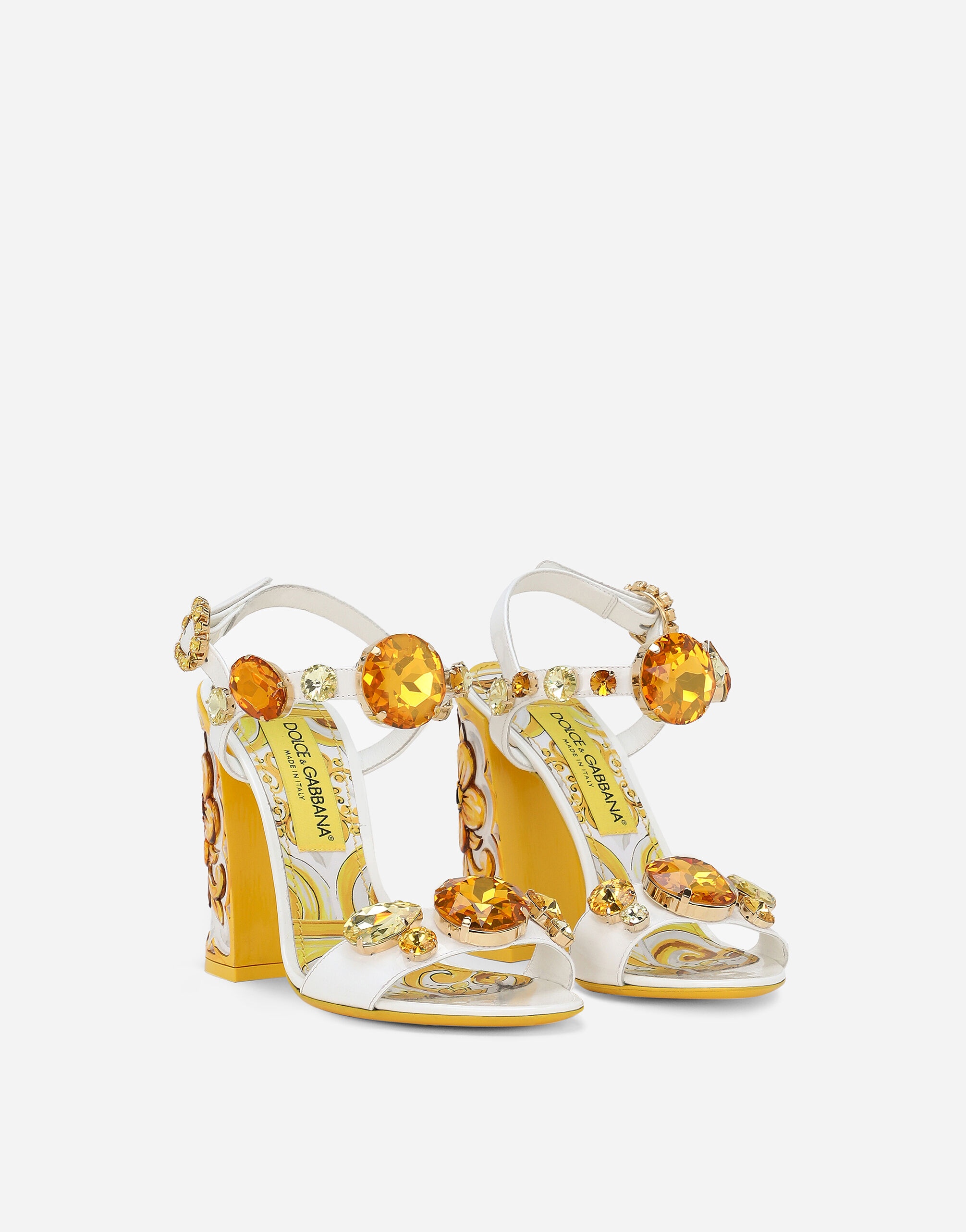 Patent leather sandals with stone embellishment and painted heel - 2