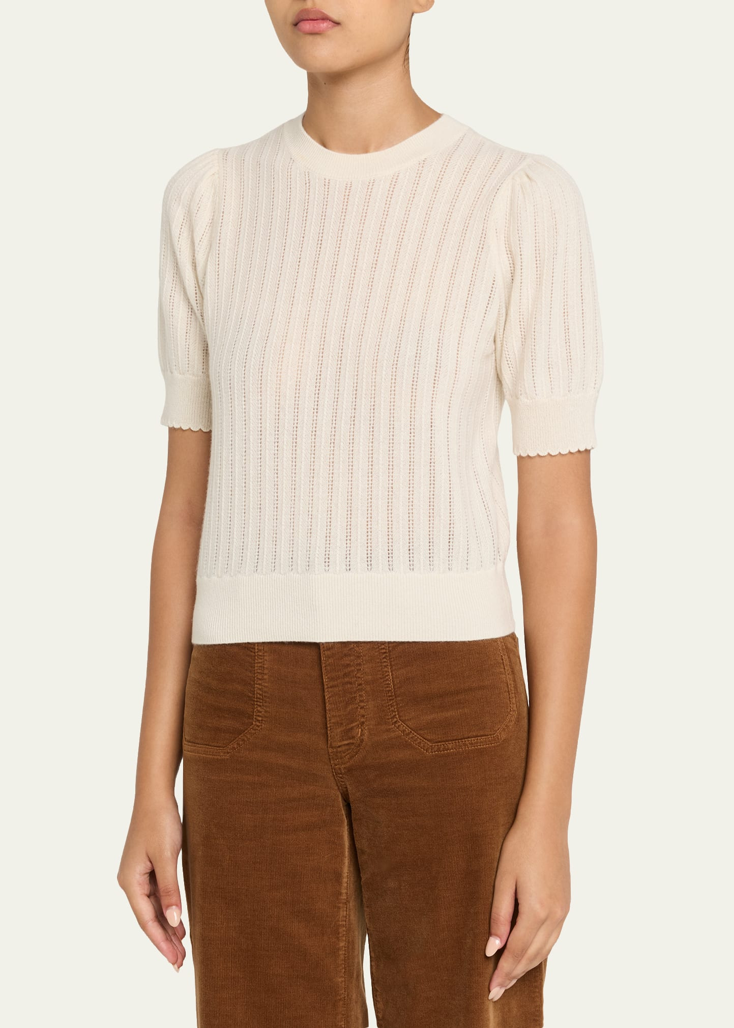 The Ladder Pointelle Cashmere Sweater - 4