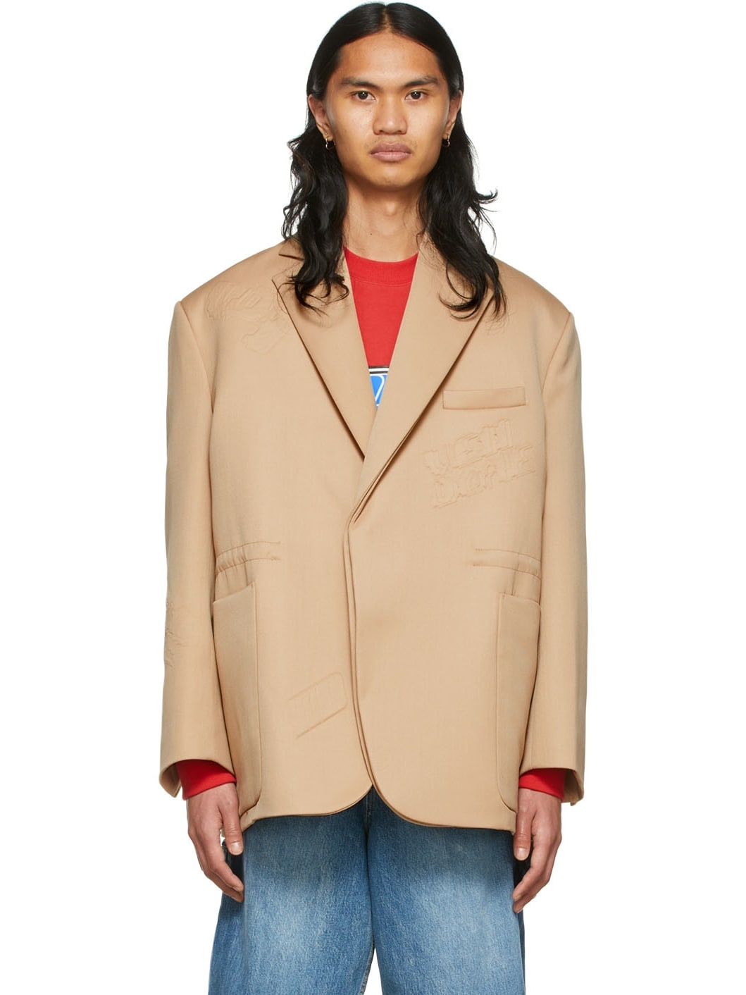 Beige Wool & Polyester Blazer - 1