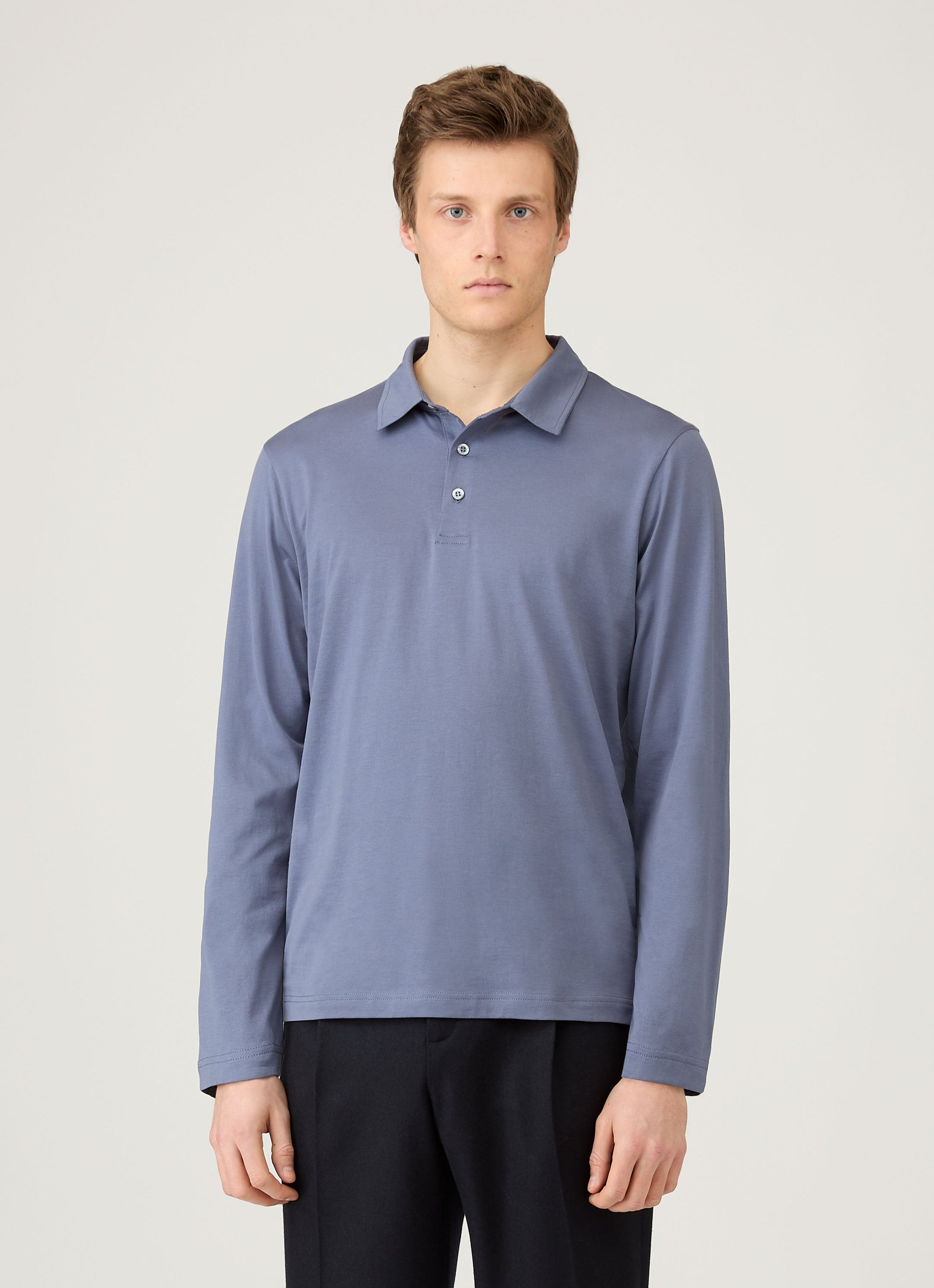 Long Sleeve Classic Jersey Polo Shirt - 2