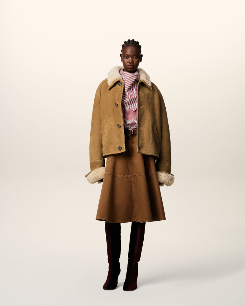 AMI Paris BROWN SHEARLING BUTTONNED JACKET outlook