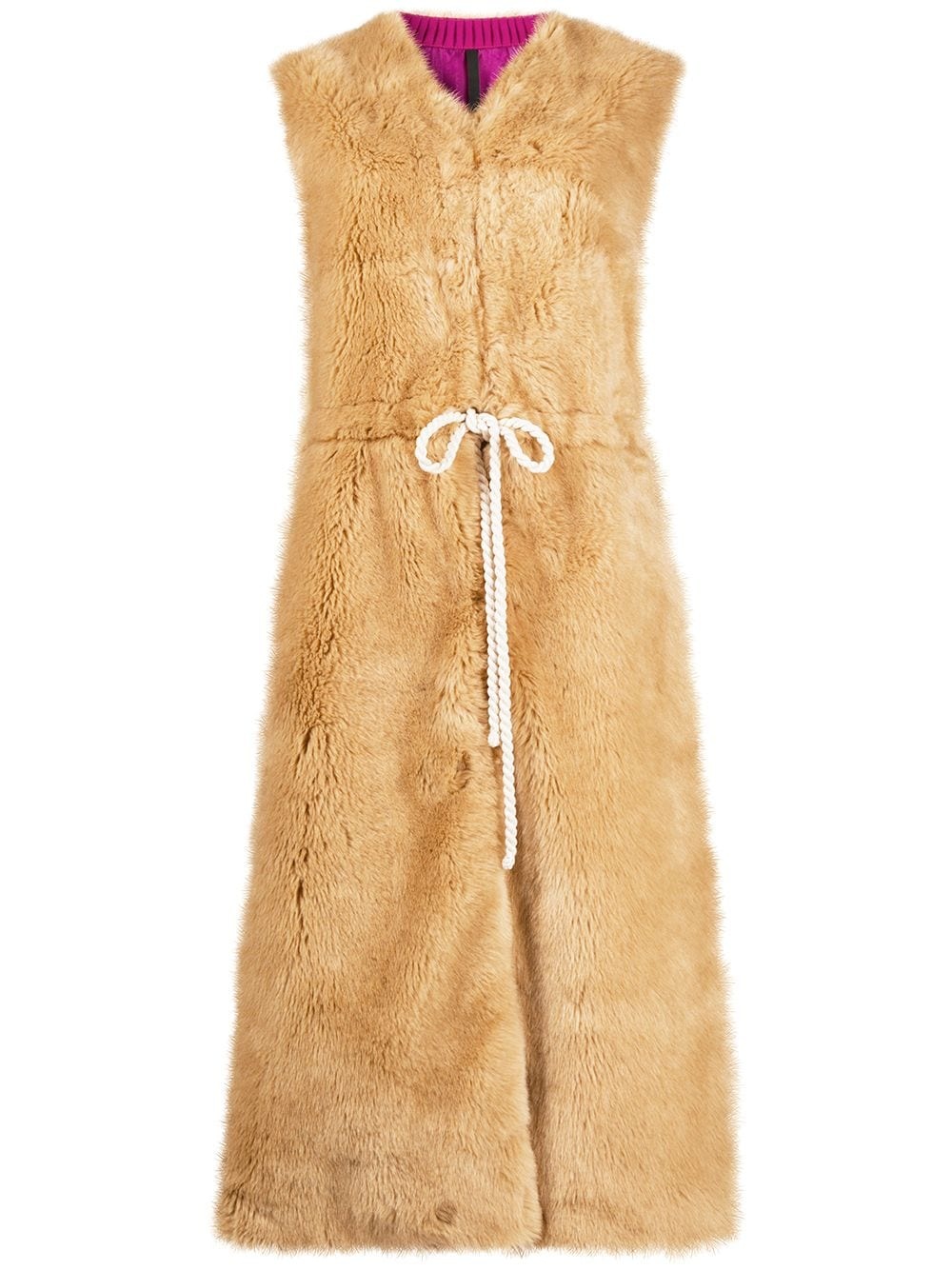 long sleeveless faux fur coat - 1