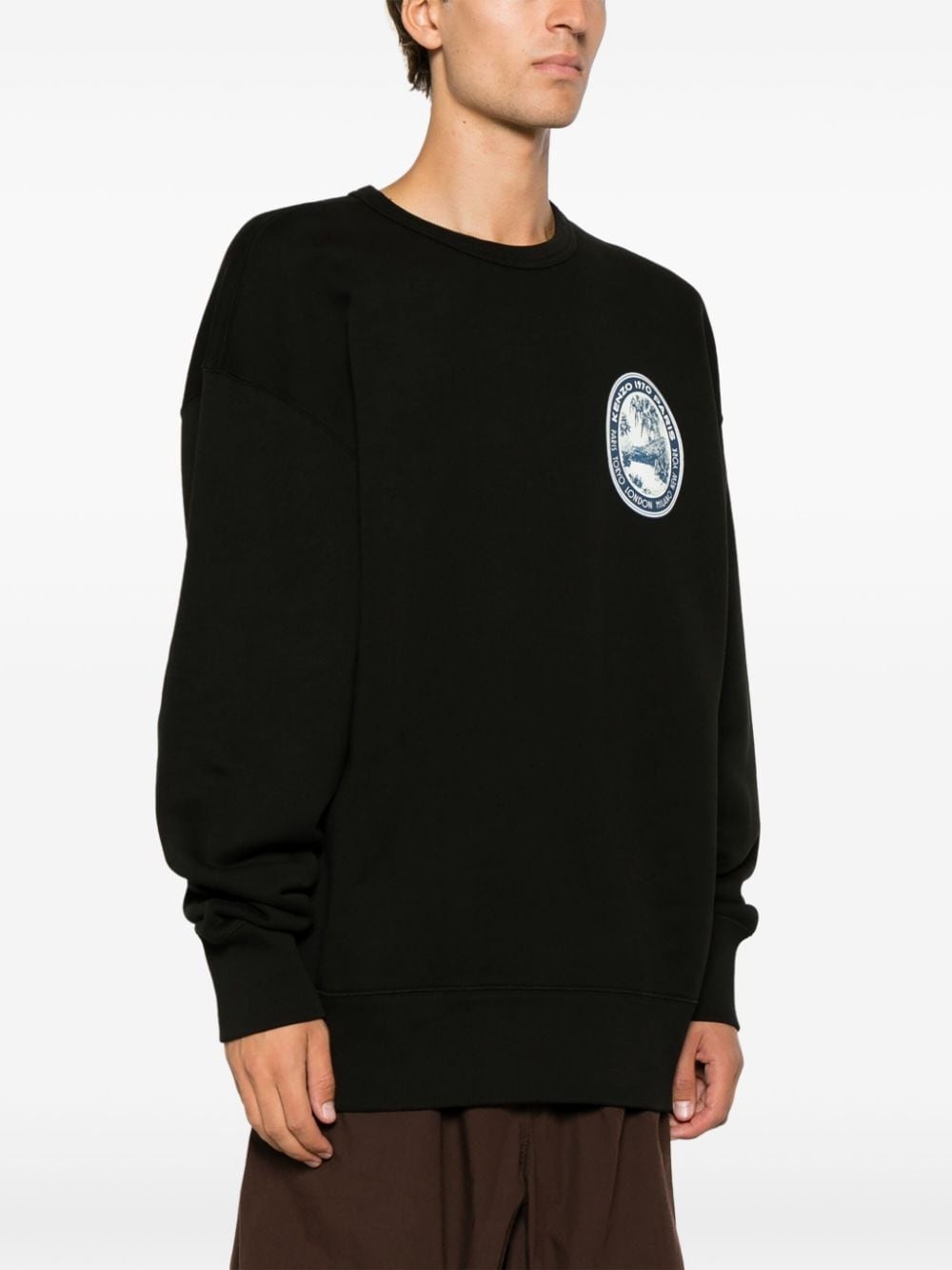 logo-patch cotton sweatshirt - 3