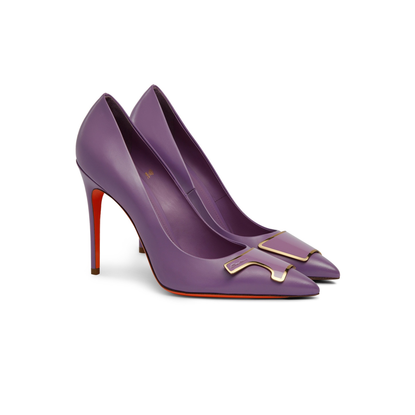 Women's lilac leather high-heel Santoni Sibille pump - 3