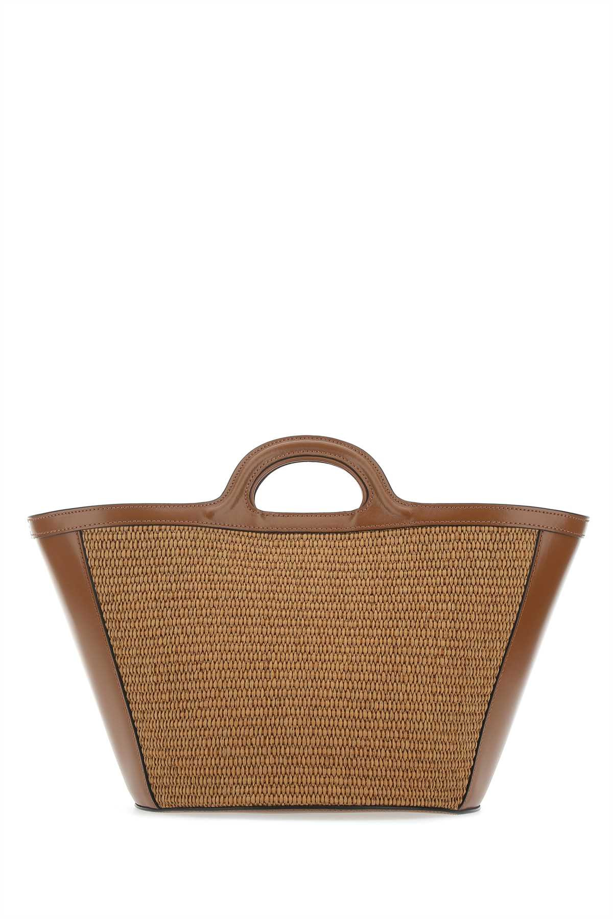 Marni Women Two-Tone Leather And Raffia Small Tropicalia Summer Handbag - 3