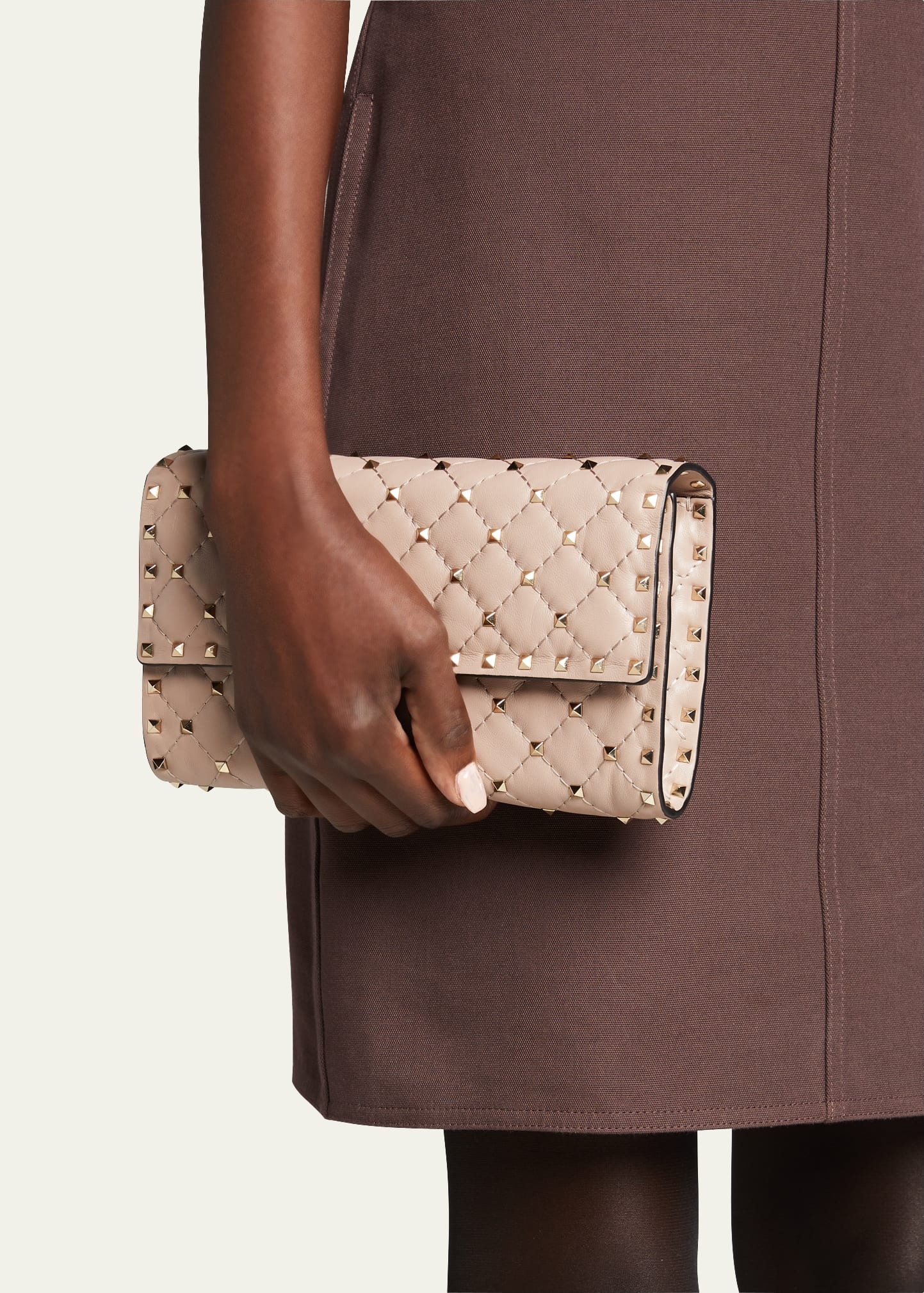 Quilted Rockstud Spike Chain Shoulder Bag - 2