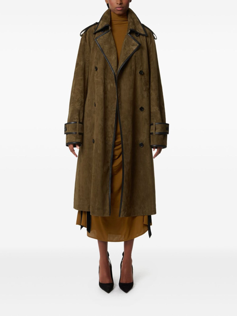 NINA RICCI belted leather-trimmed coat outlook