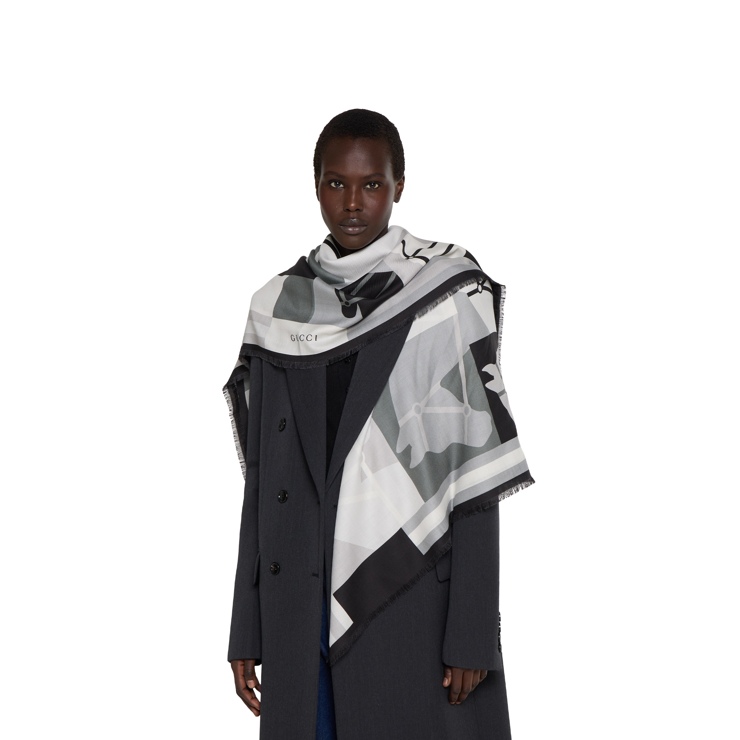 Wool shawl with equestrian motif - 3