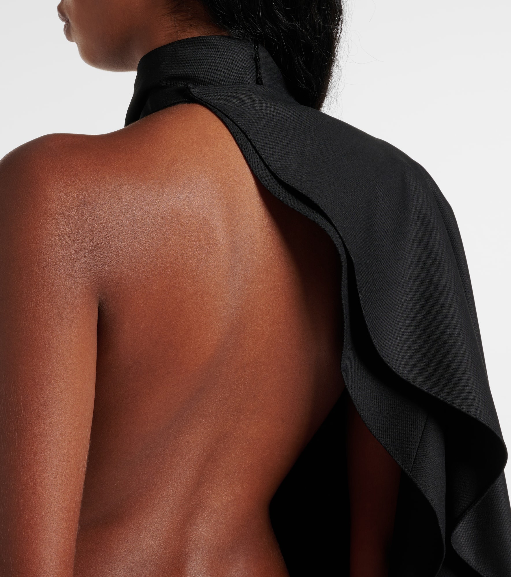 Open-back wool grain de poudre jumpsuit - 6