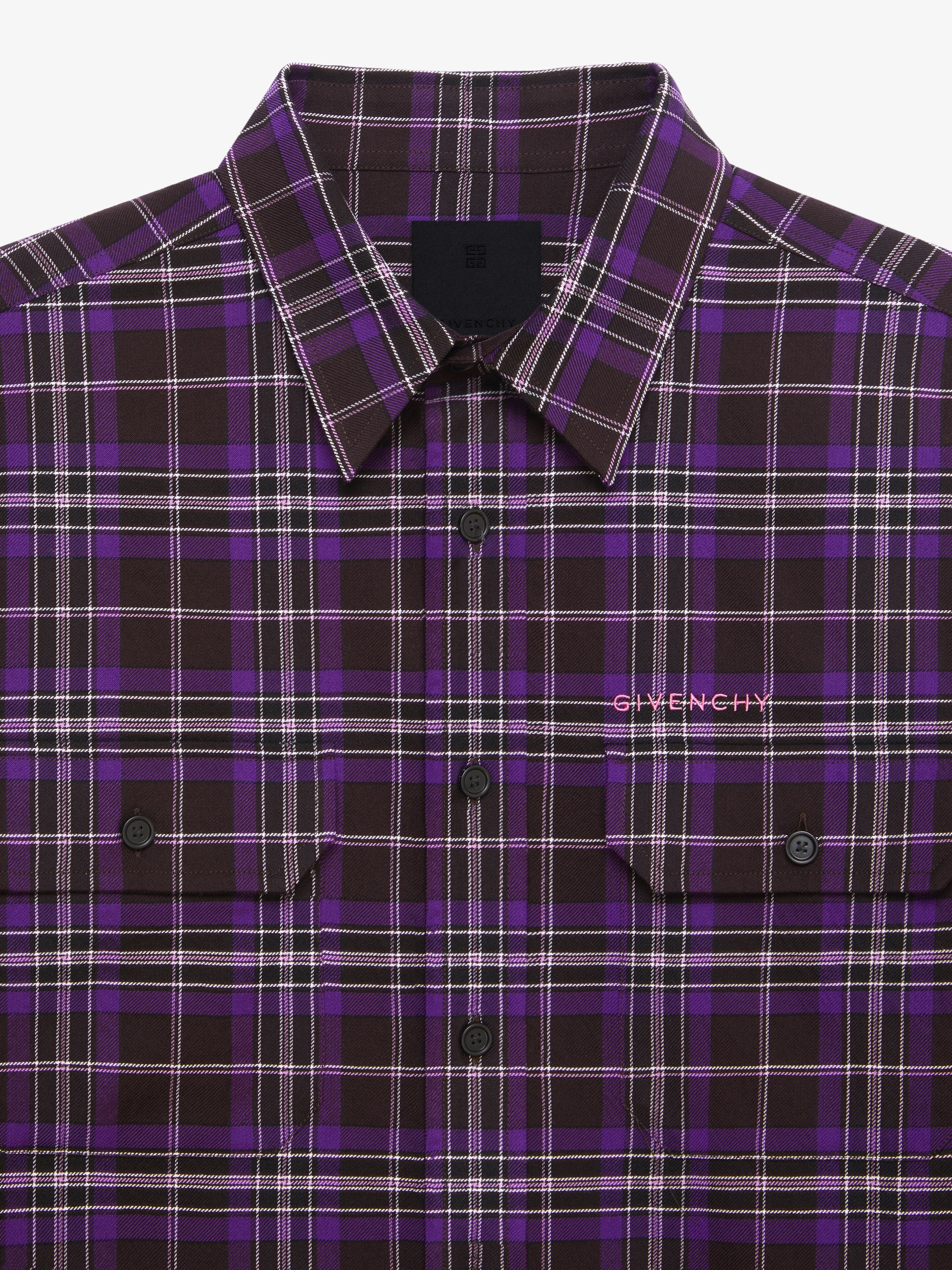 CHECKED SHIRT IN WOOL AND COTTON - 5