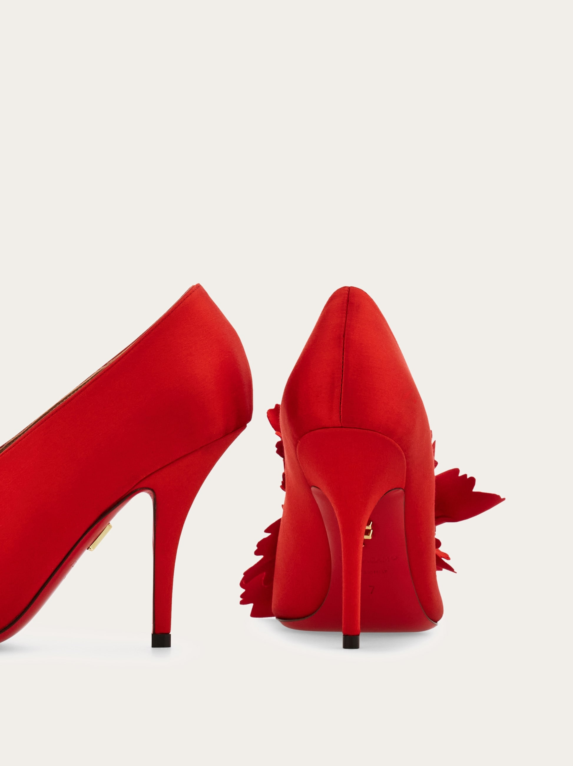 Flower embellished high heel pump - 6