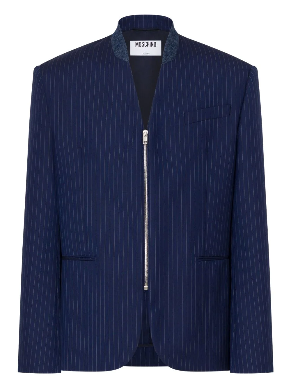 pinstripe zip blazer - 1