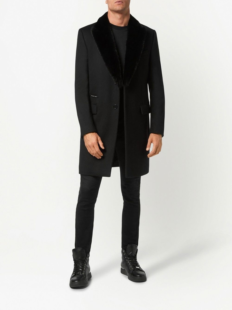 PHILIPP PLEIN faux-fur trim single-breasted coat outlook
