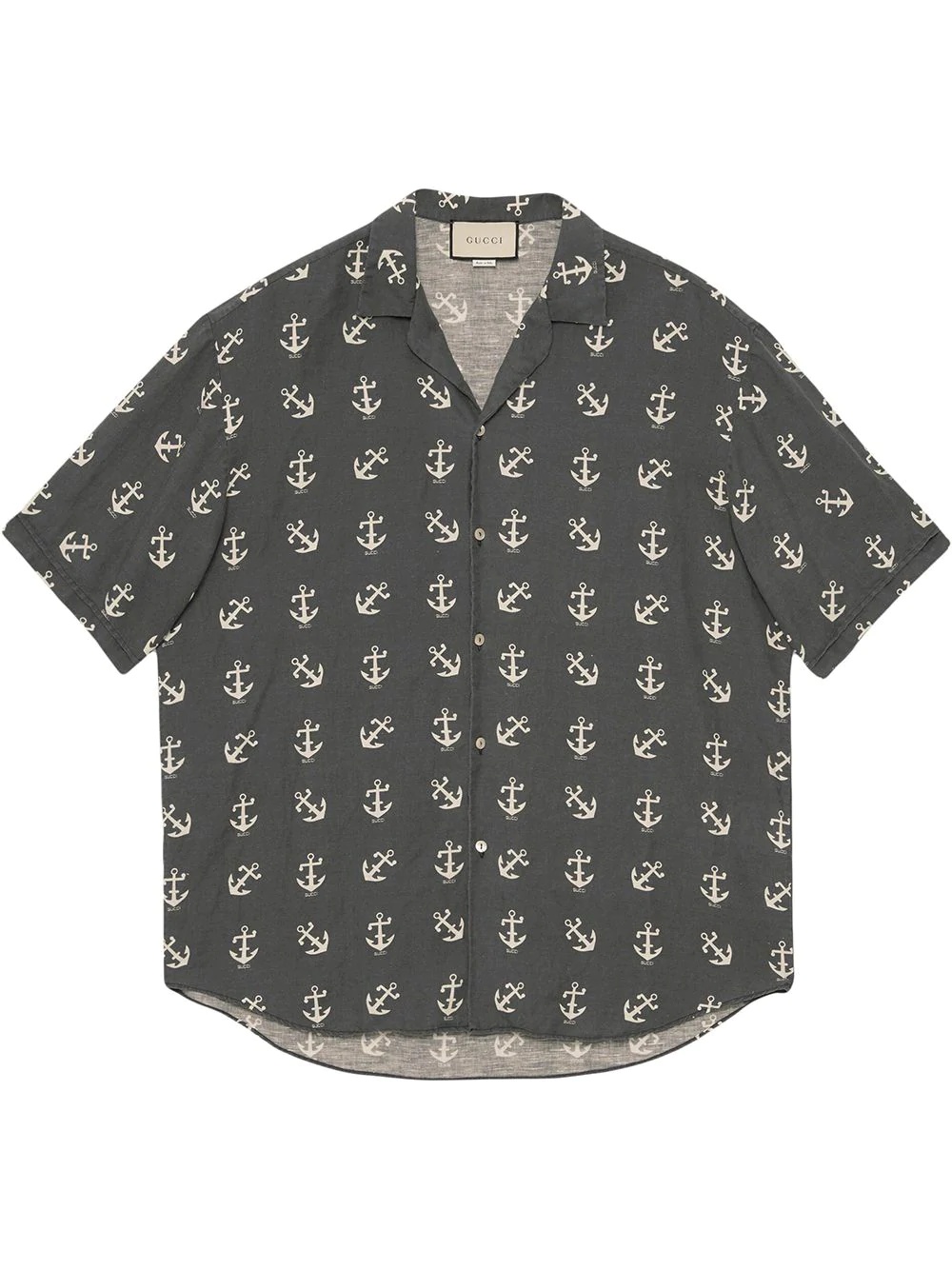 anchor print bowling shirt - 1