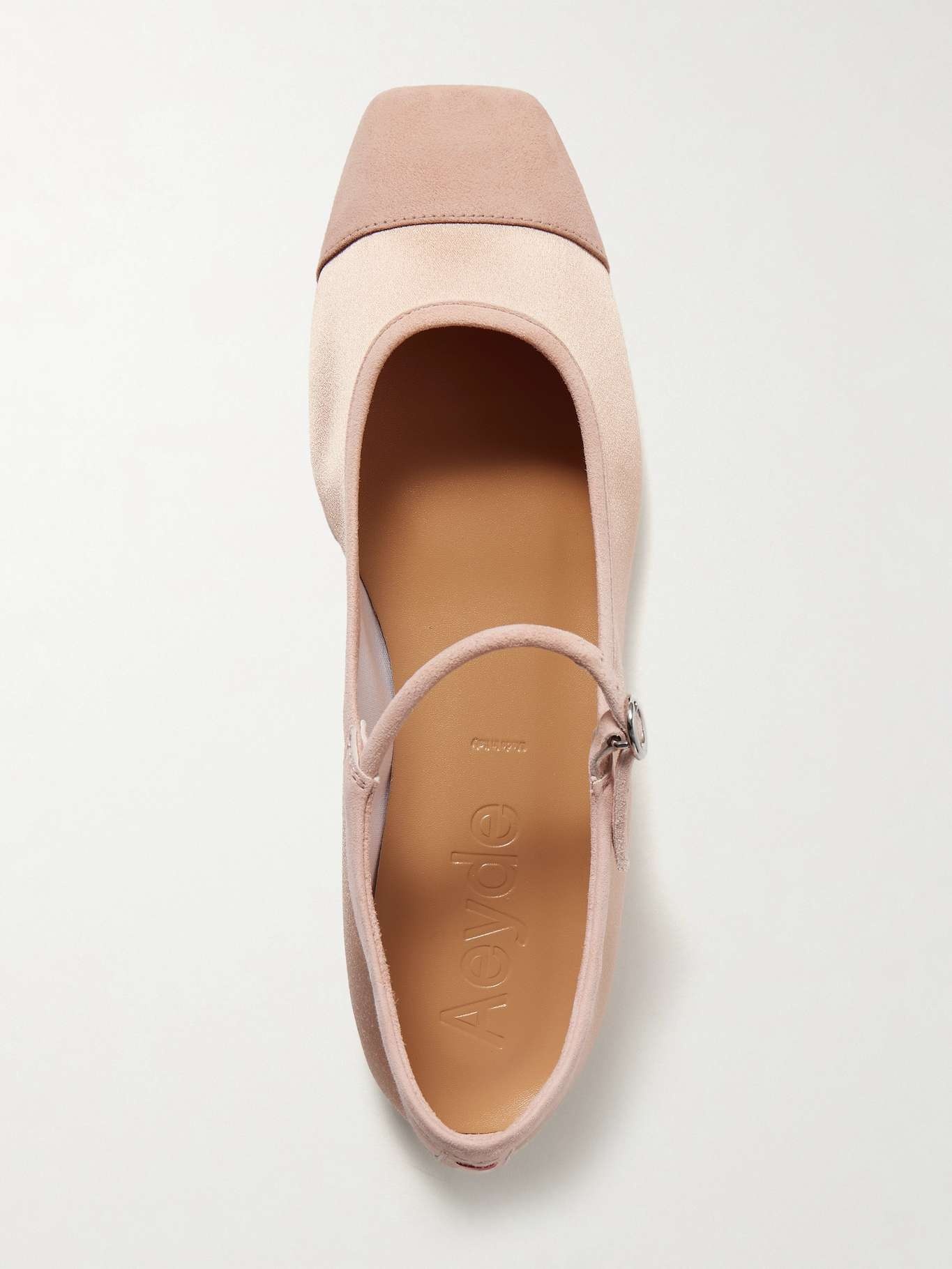 Uma satin and suede Mary Jane flats Peach - 5
