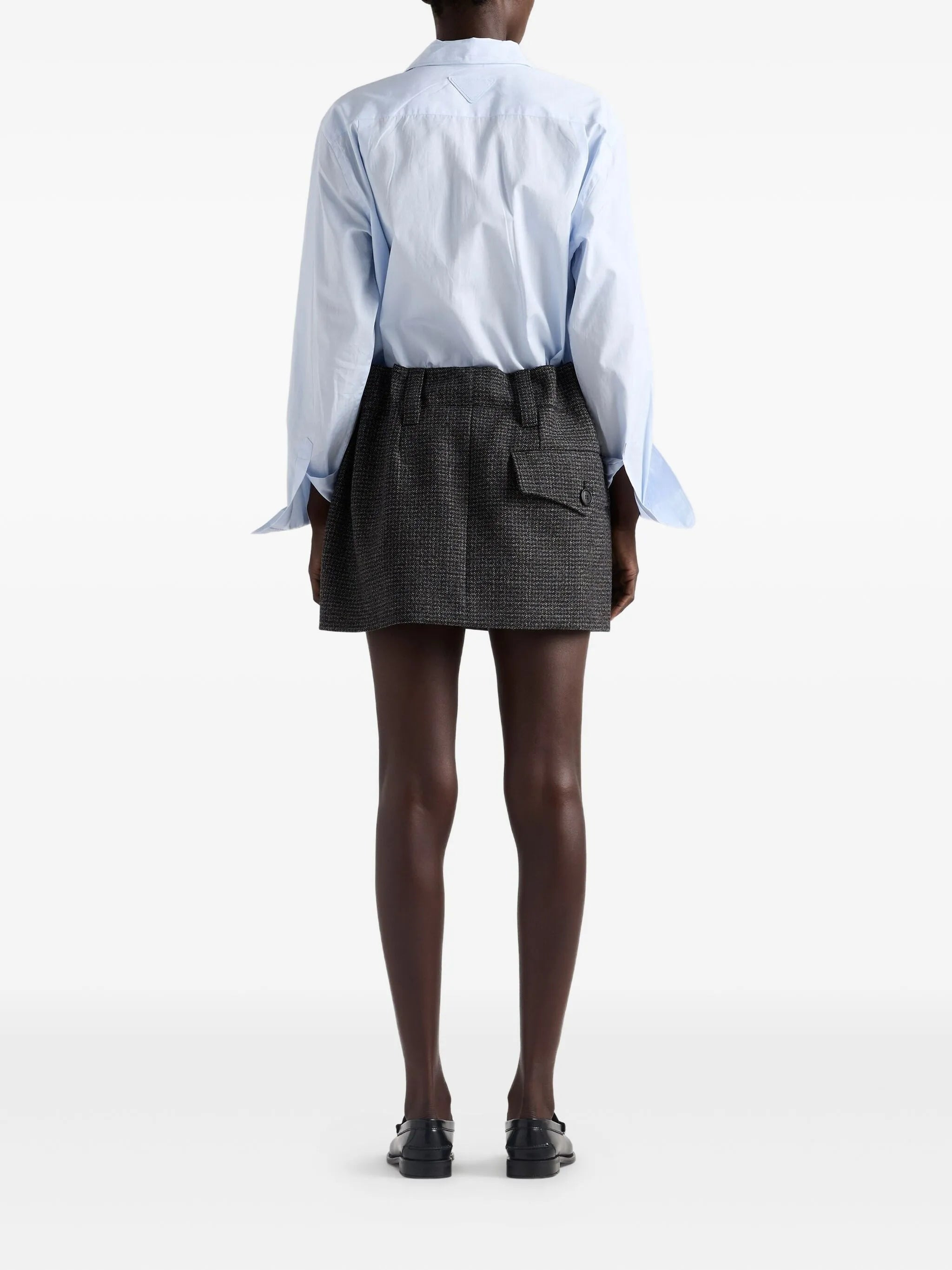 check-pattern wool mini skirt - 3