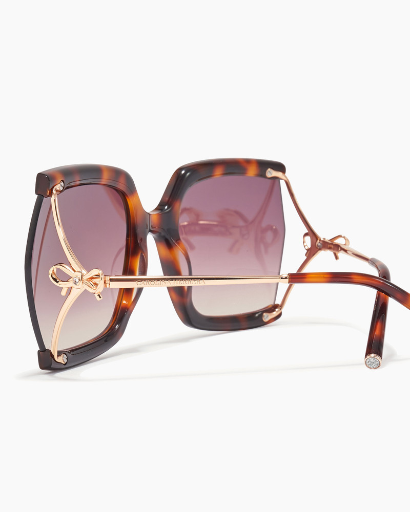 Bow-Embellished Oversized Rectangular Sunglasses 4