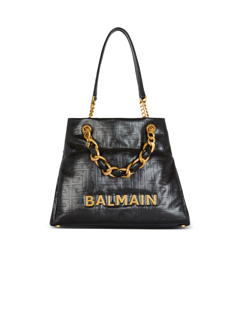 1945 Soft tote bag in embossed crackled calfskin with a PB Labyrinth monogram 5